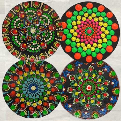 Special Diwali Decor Set of 4 pcs Dot Mandala Art Handmade Rangoli to  Ranchi, India
